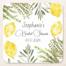 Chá de Bebê Botânico Ervas Cítricas Aquarela 