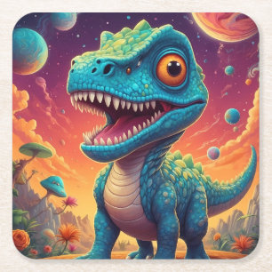 Porta-copo De Papel Quadrado Chá de bebê Dino-Mite