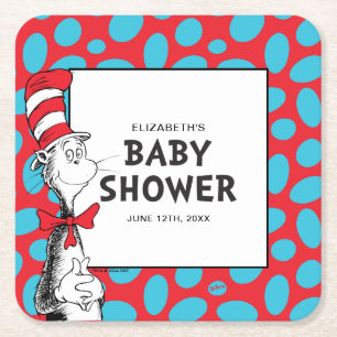 Porta-copo De Papel Quadrado Chá de Bebê do Gato do Chapéu do Dr. Seuss