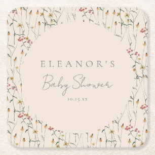 Porta-copo De Papel Quadrado Chá de Bebê Floral Flor de Campo Caprichoso Person