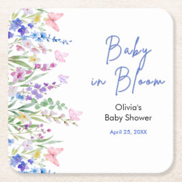 Porta-copo De Papel Quadrado Chá de Bebê Floral Primavera Bebê em Flor 