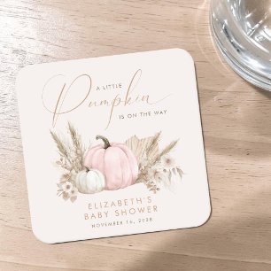 Porta-copo De Papel Quadrado Chá de Bebê Menina Little Pumpkin Fall