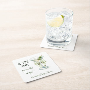 Porta-copo De Papel Quadrado Chá de Bebê Retro Minimalista Um Tini One Martini