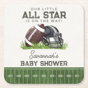 Porta-copo De Papel Quadrado Chá de Bebê Touchdown Estrela de Futebol Infantil