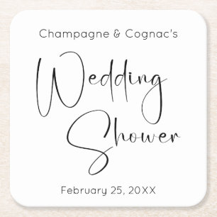 Porta-copo De Papel Quadrado Chá de casamento de Script Moderno