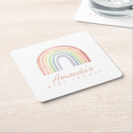 Porta-copo De Papel Quadrado Chá de fraldas arco-íris de cor d'água do Pastel C