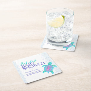 Porta-copo De Papel Quadrado Chá de fraldas com vareta de cor aquosa