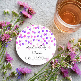 Porta-copo De Papel Quadrado Chá de fraldas de balão roxo, rosa, personalizado