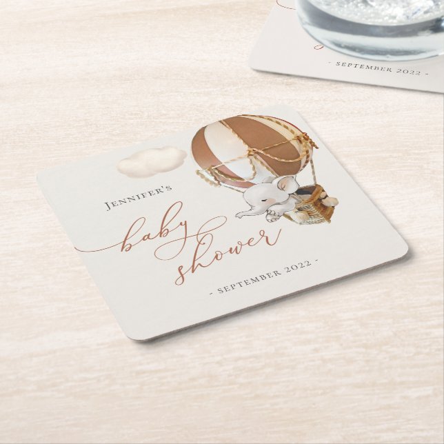 Porta-copo De Papel Quadrado Chá de fraldas de Balões de Elefante (Inclinado)