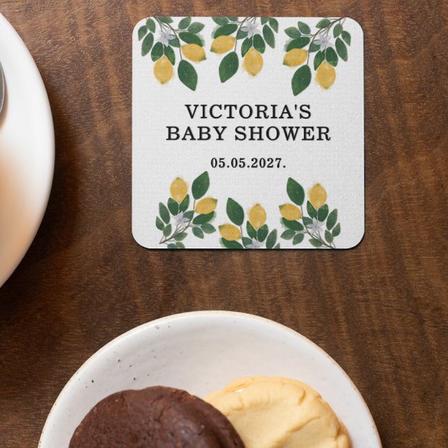 Porta-copo De Papel Quadrado Chá de fraldas de limão (Criador carregado)