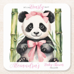 Porta-copo De Papel Quadrado Chá de fraldas de Meninas Bear Bear Bear Baby Pand