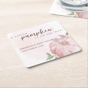 Porta-copo De Papel Quadrado Chá de fraldas de outono de outono de Abóbora Rosa