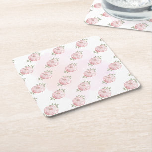 Porta-copo De Papel Quadrado Chá de fraldas de outono de Pumpkin Rosa Pequeno P