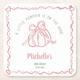 Porta-copo De Papel Quadrado Chá de fraldas de queda de abóbora desenhada à Mão