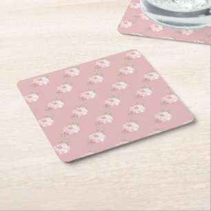 Porta-copo De Papel Quadrado Chá de fraldas de queda do padrão de abóbora rosa