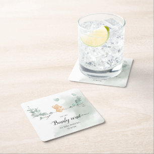 Porta-copo De Papel Quadrado Chá de fraldas do Urso Eucalyptus