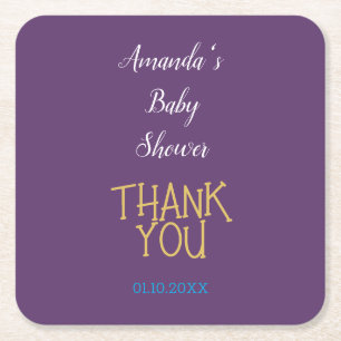 Porta-copo De Papel Quadrado Chá de fraldas Minimalista de Cor Dourada Chic Ind