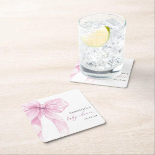 Porta-copo De Papel Quadrado Chá de fraldas Rosa Moderno