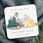 Porta-copo De Papel Quadrado Chá de fraldas Rustic Pine Woods Camping Mountain<br><div class="desc">Para qualquer outra personalização ou qualquer outro item correspondente,  entre em contato comigo em yellowfebstudio@gmail.com</div>