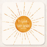 Porta-copo De Papel Quadrado Chá de fraldas Whimsical Sunshine<br><div class="desc">Porta copos de papel de chá de fraldas amarelo brilhante. Personalizável!</div>