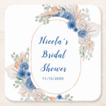 Chá de Noiva Azul Boho com Grama de Pampas
