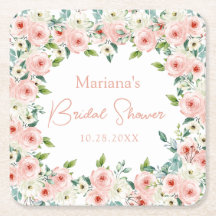 Chá de Noiva Floral Aquarela Branca e Pêssego