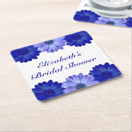 Porta-copo De Papel Quadrado Chá de Noiva Floral Azul