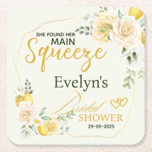 Porta-copo De Papel Quadrado Chá de Noiva Floral de Limão Elegante Main Squeeze