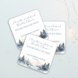 Porta-copo De Papel Quadrado Chá de Noiva Floresta de Inverno Rústica