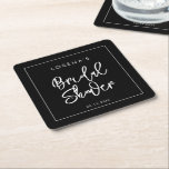 Porta-copo De Papel Quadrado Chá de noiva preto contemporâneo<br><div class="desc">Uma tipografia ousada e moderna para a papelaria do seu evento,  simples e elegante com um tema preto e branco. Totalmente personalizável: você pode alterar as cores da fonte e do fundo,  se necessário.</div>
