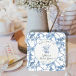Porta-copo De Papel Quadrado Chá de panela Azul Floral Elegante e Branco<br><div class="desc">Clássico, elegante e romântico DECOR do CHÁ DE PANELA TOILE, que é personalizável para todos os eventos. A elegante mão azul macia pintada de aquarela, pássaros do estilo vintage e flores em árvores design foi inspirada pela era vitoriana Chinoiserie azul chinesa e designs de cerâmica branca. Bem-vindos aos seus convidados...</div>
