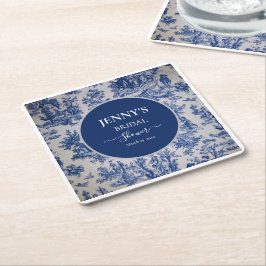 Porta-copo De Papel Quadrado Chá de panela Branco e Azul de Jouy