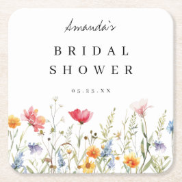 Porta-copo De Papel Quadrado Chá de panela de flor selvagem