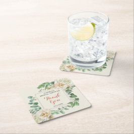 Porta-copo De Papel Quadrado Chá de panela Floral Classic Boho Rosa