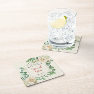 Porta-copo De Papel Quadrado Chá de panela Floral Classic Boho Rosa