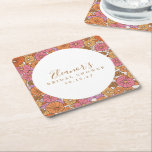 Porta-copo De Papel Quadrado Chá de panela Floral Cor-de-Rosa Ochre de Script B<br><div class="desc">Porta copos de Papel Quadrado Personalizado do Chá de panela Floral Laranja Ochre Ochre de Script Terrestre</div>