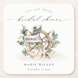 Porta-copo De Papel Quadrado Chá de panela Floral de Folha de Âncora Náutica