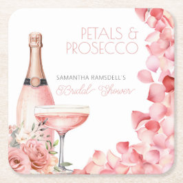 Porta-copo De Papel Quadrado Chá de panela Pink Petals & Prosecco