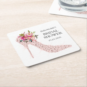 Porta-copo De Papel Quadrado Chá de panela Rosa de Alto Curso