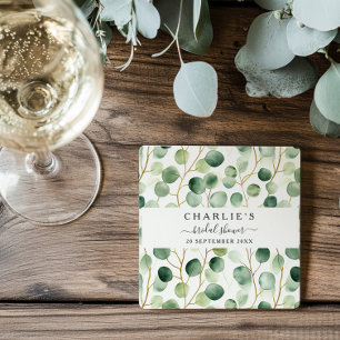 Porta-copo De Papel Quadrado Chá de panela Verde Elegante Moderno