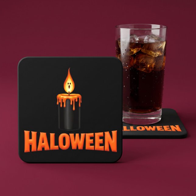 Porta-copo De Papel Quadrado Chama de Vela de Halloween (Criador carregado)