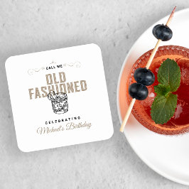 Porta-copo De Papel Quadrado Chame-me de velho Aniversário Retro Branco Branca