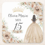 Porta-copo De Papel Quadrado Champagne Beige Floral Princesa Quinceañera<br><div class="desc">Personalize estas portas copos florais de champanhe coordenadas Quinceañera / Papel de festa de aniversário doce 16 de forma fácil e rápida. Basta clicar no botão Editar usando ferramentas de Design para editar ainda mais o texto, alterar o estilo da fonte e as cores da fonte. Algumas imagens podem ser...</div>