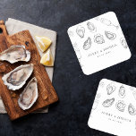 Porta-copo De Papel Quadrado Champanhe Desenho Mão e Festa de casamento de Ostr<br><div class="desc">Celebre seu casamento/noivado com essas portas copos elegantes,  com champanhe desenhado,  ostras e detalhes editáveis. Adicione facilmente seus próprios detalhes clicando na opção "personalizar".</div>