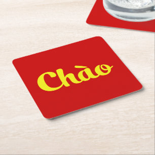 Porta-copo De Papel Quadrado Chào / Olá ~ Vietnã / Vietnamita / Tien Viet