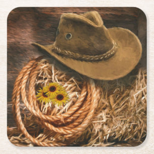 Porta-copo De Papel Quadrado Chapéu de Cowboy