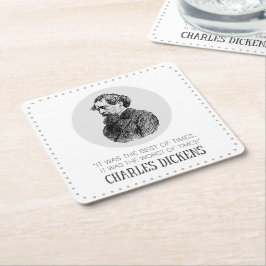 Porta-copo De Papel Quadrado Charles Dickens Portrait e Cote