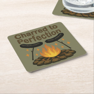 Porta-copo De Papel Quadrado Charred to Perfecny Campfire Hot Dog