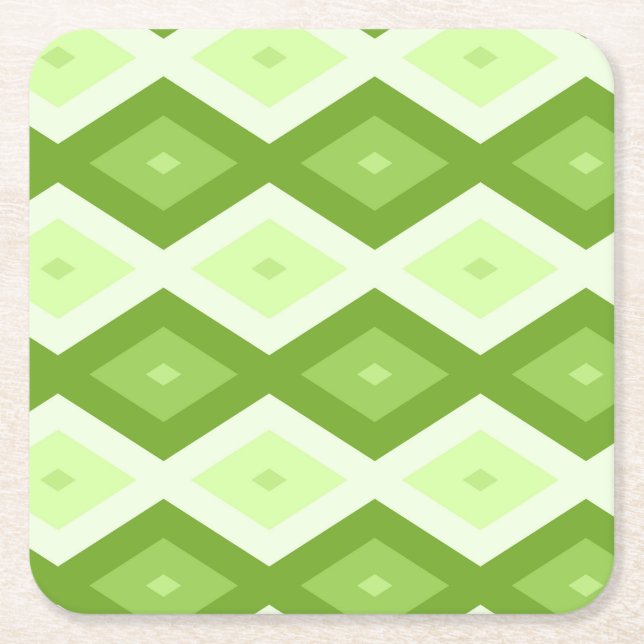 Porta-copo De Papel Quadrado Chartreuse green diamond pattern (Frente)