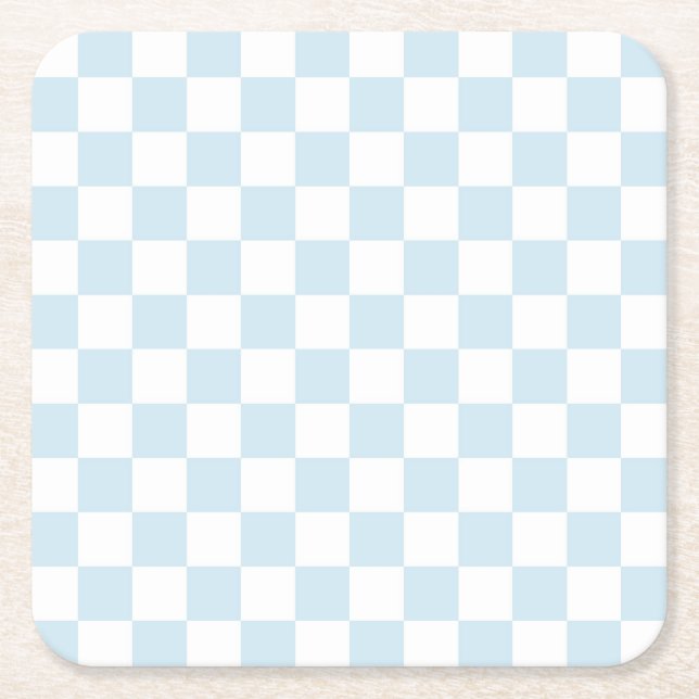 Porta-copo De Papel Quadrado Checkerboard azul e branco da pasta (Frente)